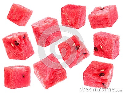 Watermelon fruit cube slice Stock Photo