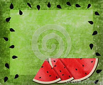 Watermelon Green Texture Background - seeds border Stock Photo