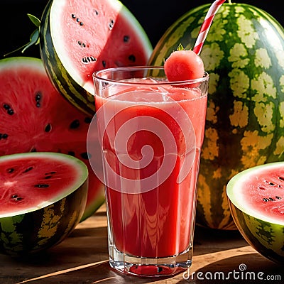 Watermelon juice fresh blended watermelon fruit drink, think smoothie nectar Stock Photo