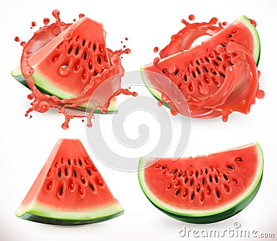 Watermelon juice. Fresh fruit, vector icon Vector Illustration