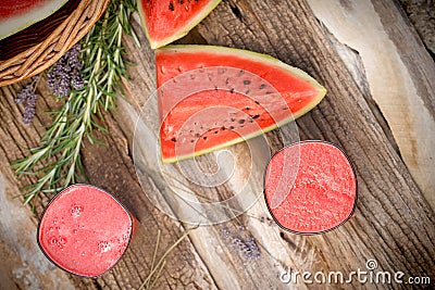 Watermelon juice - smoothie (healthy refreshing drink) Stock Photo