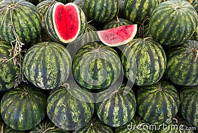 Watermelon at local bazaar Stock Photo