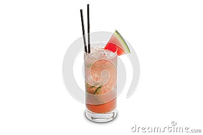 Watermelon mojito cocktail isolated on white background Stock Photo