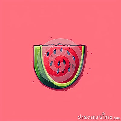 Watermelon Pixel Art: Pop Culture Mashup In Algeapunk Style Cartoon Illustration