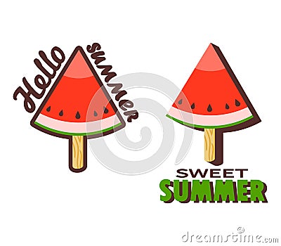 Watermelon Popsicle Stick Vector Illustration