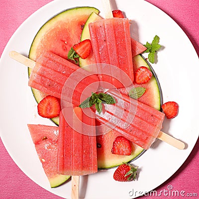 Watermelon popsicles Stock Photo