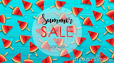 Watermelon seamless background Vector Illustration