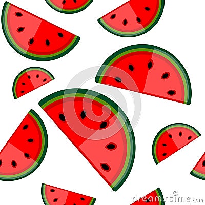 Watermelon seamless background for your design Vector Illustration