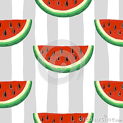 Watermelon seamless pattern. Vector Illustration