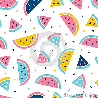 Watermelon seamless pattern. Fashion print design. Vector Illustration