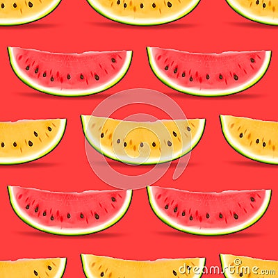 Watermelon seamless pattern Vector Illustration