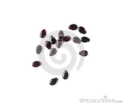 Watermelon Seeds, Water Melon Black Seed Pile, Small Black Kernels Stock Photo