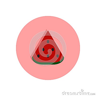 Watermelon slice flat icon. Round colorful button, circular vector sign, logo illustration Vector Illustration