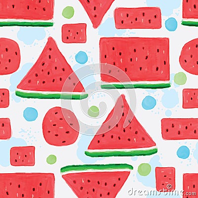 Watermelon slice seamless pattern Vector Illustration