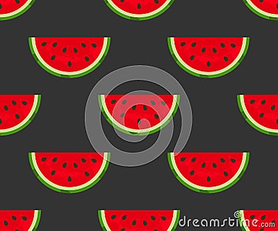 Watermelon slices seamless pattern Vector Illustration