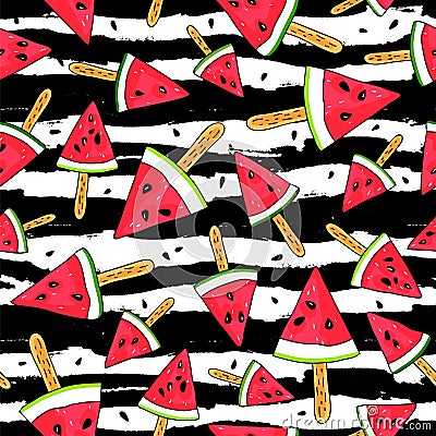 Watermelon slices on a stick Vector Illustration