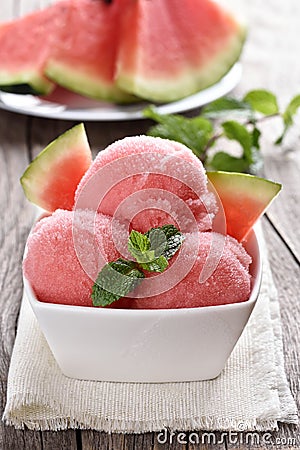 Watermelon sorbet ice cream Stock Photo
