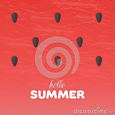 Watermelon texture background with Hello Summer letters vector illustration Vector Illustration