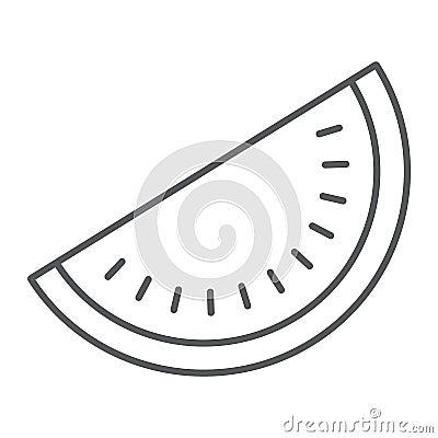 Watermelon thin line icon, fruit and vitamin Vector Illustration