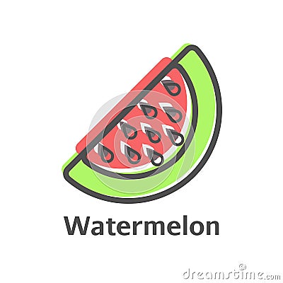Watermelon thin line icon. Isolated melon berry linear style for menu, label, logo. Simple vegetarian food sign Stock Photo