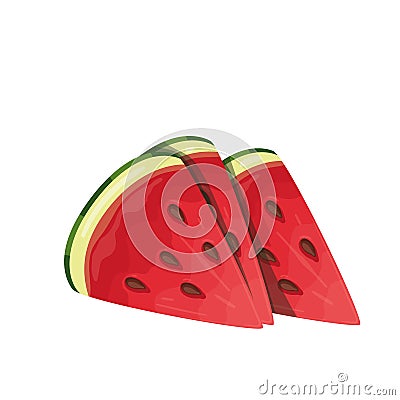 Watermelon, three sliced pieces Vector Illustration
