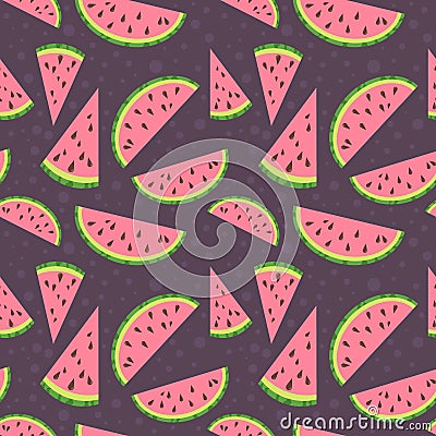 Watermelon vector colorful seamless pattern on bro Vector Illustration