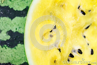 Watermelon yellow. Sliced watermelon. Close-up photo of sliced watermelon slices Stock Photo