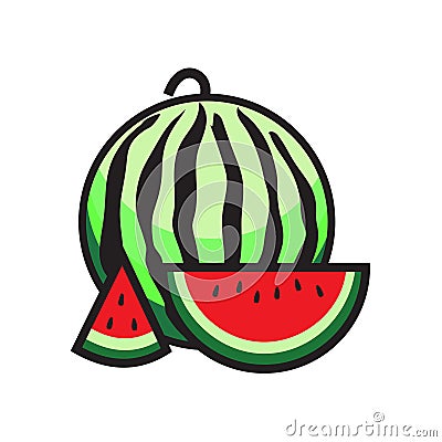 Sliced ripe watermelon. Vector illustration. EPS10 Vector Illustration