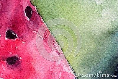 Watermelons, summer, watercolor illustration, texture Cartoon Illustration