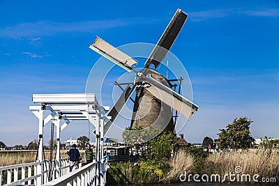 Watermill in the Dutch landscape Editorial Stock Photo