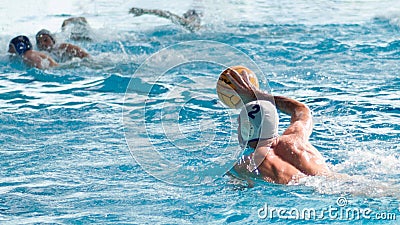 Waterpolo players having a match in Angouleme, France, in October 2014 Editorial Stock Photo