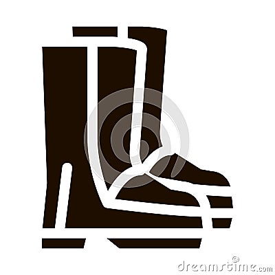 Waterproof Material Gumboots Shoes glyph icon Vector Illustration