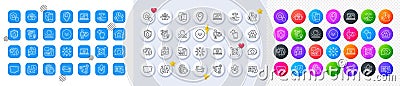 Waterproof, Scroll down and Touchscreen gesture line icons. For web app, printing. Line icons. Vector Vector Illustration