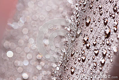 Waterproof textile fabric with rain drops Stock Photo