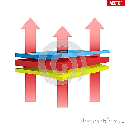 Waterproof thermal multilayer material Vector Illustration