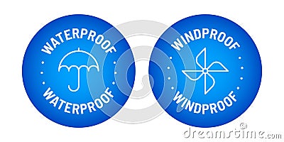 100% Waterproof Windproof vector logo badge icon set Vector Illustration