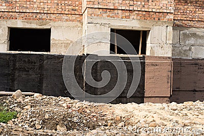 Waterproofing basement and foundations Stock Photo