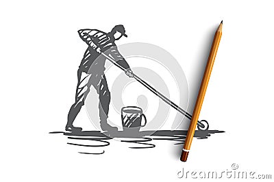 Waterproofing, drop, protection, wet, surface concept. Hand drawn isolated vector. Vector Illustration