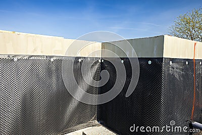 Waterproofing foundation building Stock Photo
