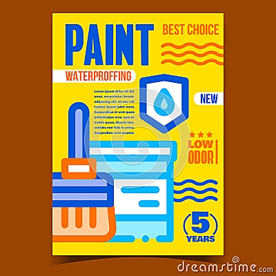 Waterproofing Paint Advertising Poster Vector Vector Illustration