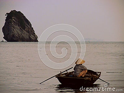 On the waters of Ha Long Bay, Vietnam Stock Photo