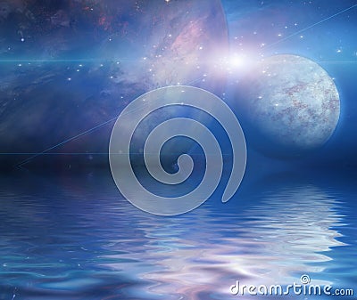 Waters reflection and Planets Stock Photo