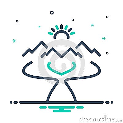 Mix icon for Watershed, mountain and hill Vector Illustration