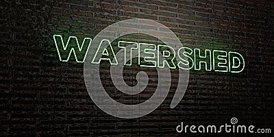 WATERSHED -Realistic Neon Sign on Brick Wall background - 3D rendered royalty free stock image Stock Photo