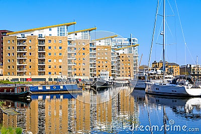 Waterside apartments at Limehosue Basin Editorial Stock Photo