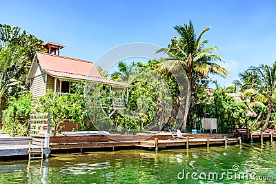 Waterside house, Placencia, Belize, Editorial Stock Photo