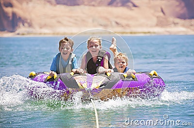 Watersports Fun - Kids Tubing Stock Photo