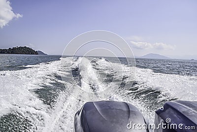 Waterway after speedboat passing by Stock Photo