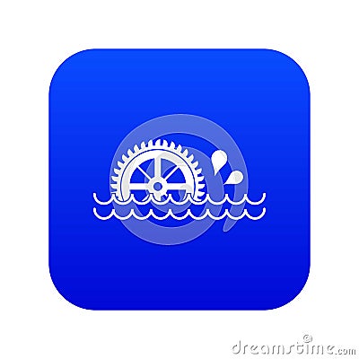 Waterwheel icon digital blue Vector Illustration