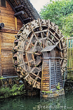 Waterwheel at the Nan Lian Garden, Hong Kong Stock Photo